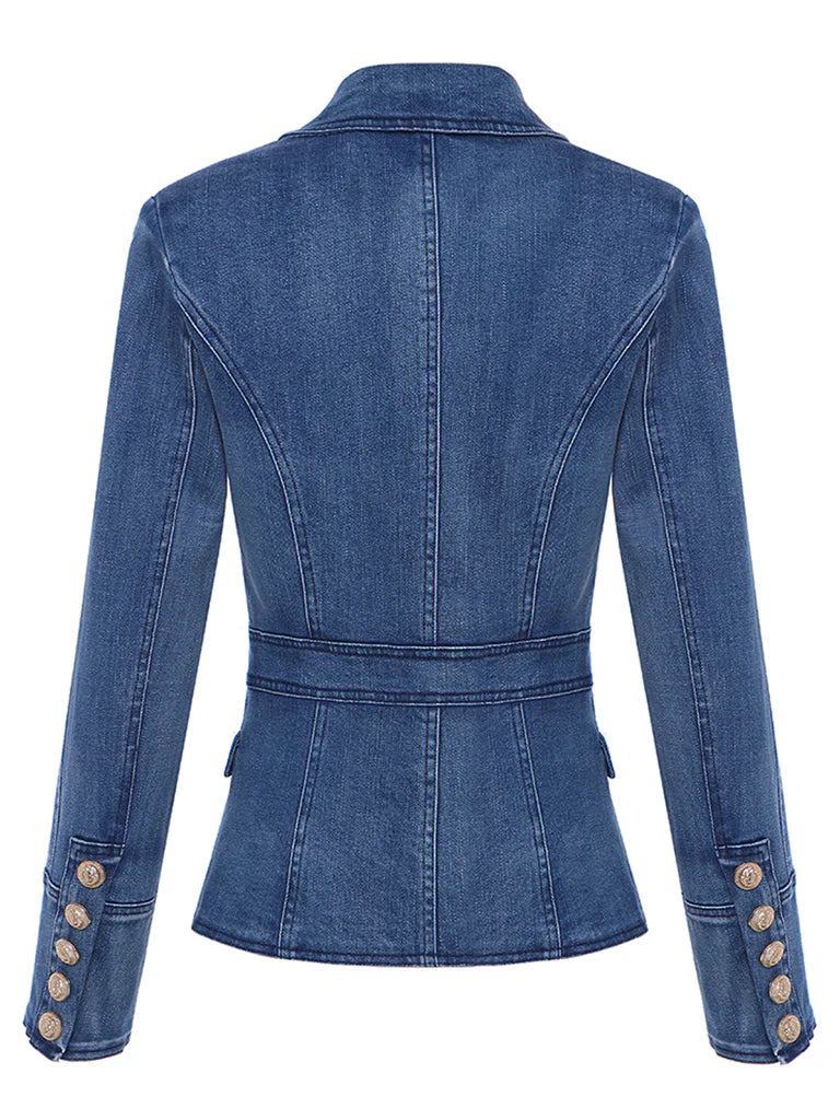 Gold button denim blazer