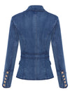 Gold button denim blazer