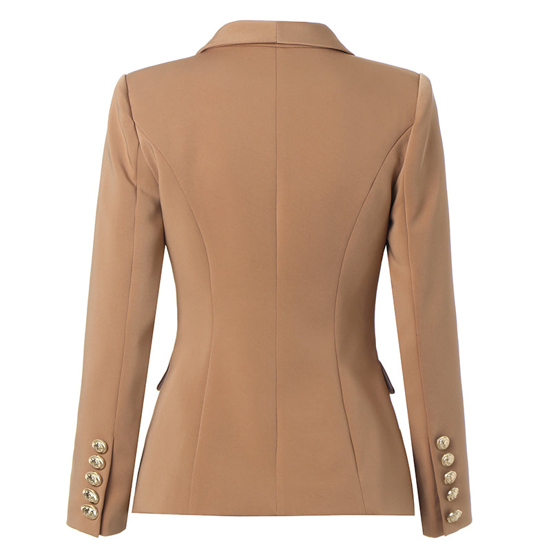 Gold button light brown blazer