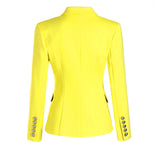 Silver button yellow blazer