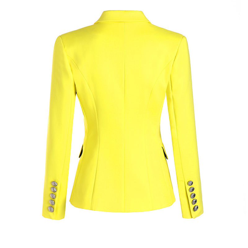 Silver button yellow blazer